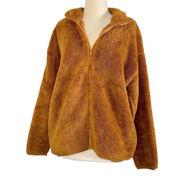 Victoria’s Secret PINK Plush Teddy Full Zip Mock Neck Oversized Sherpa Jacket M - Picture 11 of 12